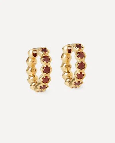 Astley Clarke 18ct Gold-plated Vermeil Silver Deco Red Garnet Huggie Hoop Earrings