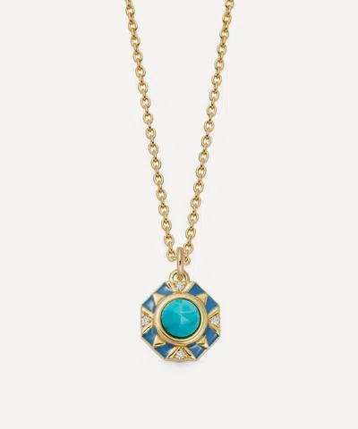Astley Clarke 18ct Gold-plated Vermeil Silver Deco Turquoise Enamel Pendant Necklace