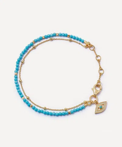 Astley Clarke 18ct Gold-plated Vermeil Silver Fine Biography Evil Eye Bracelet In Multi