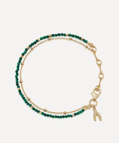 Astley Clarke 18ct Gold-plated Vermeil Silver Fine Biography Malachite Wishbone Bracelet In Pink