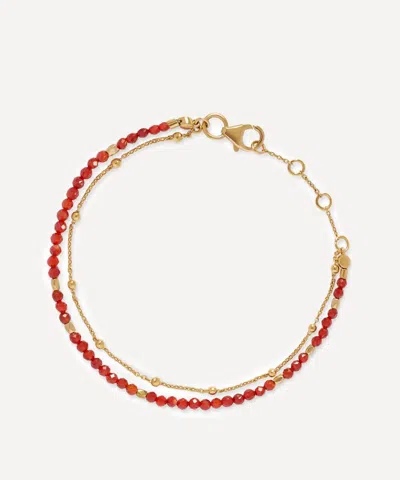 Astley Clarke 18ct Gold-plated Vermeil Silver Fine Biography Red Carnelian Bracelet