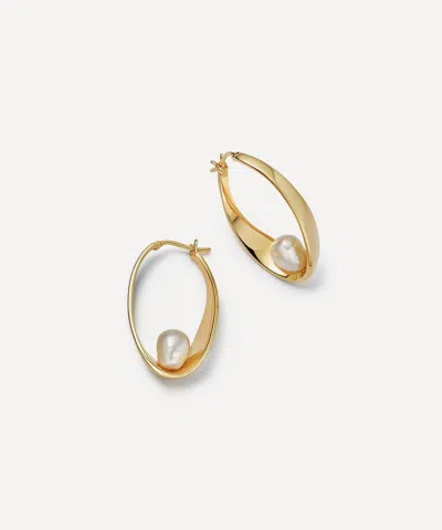 Astley Clarke 18ct Gold-plated Vermeil Silver Floe Pearl Hoop Earrings