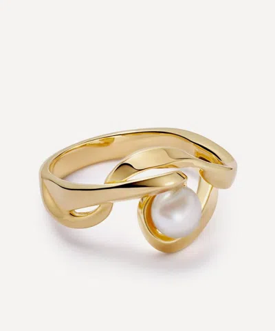 Astley Clarke 18ct Gold-plated Vermeil Silver Floe Pearl Ring