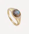 Astley Clarke 18ct Gold-plated Vermeil Silver Large Luna Labradorite Signet Ring