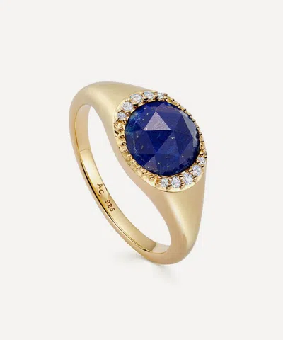 Astley Clarke 18ct Gold-plated Vermeil Silver Large Luna Lapis Signet Ring