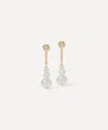 Astley Clarke 18ct Gold-plated Vermeil Silver Pearl And Sapphire Chain Stud Earrings In Gold