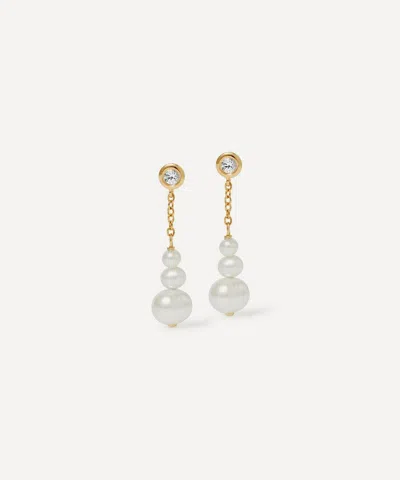 Astley Clarke 18ct Gold-plated Vermeil Silver Pearl And Sapphire Chain Stud Earrings
