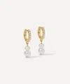 Astley Clarke 18ct Gold-plated Vermeil Silver Pearl And Sapphire Huggie Hoop Earrings In Gold