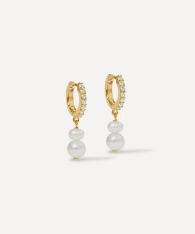 Astley Clarke 18ct Gold-plated Vermeil Silver Pearl And Sapphire Huggie Hoop Earrings