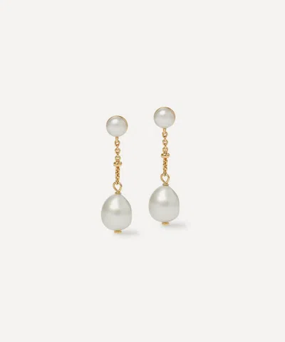 Astley Clarke 18ct Gold-plated Vermeil Silver Pearl Chain Stud Earrings