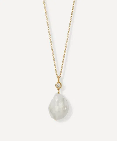 Astley Clarke 18ct Gold-plated Vermeil Silver Pearl Drop Pendant Necklace In Gray
