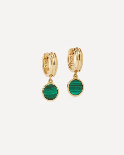 Astley Clarke 18ct Gold-plated Vermeil Silver Stilla Malachite Huggie Hoop Earrings In Multi