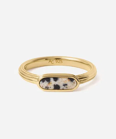 Astley Clarke 18ct Gold-plated Jasper Ridged Ring X Laura Jackson