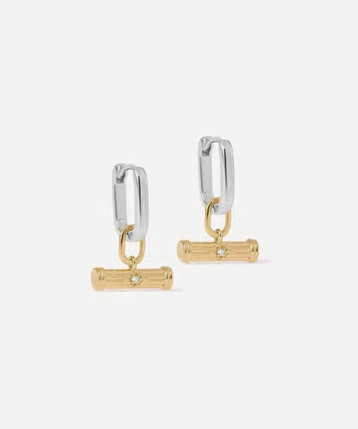Astley Clarke 18ct Gold-plated Mixed Metal T-bar Huggie Earrings X Laura Jackson In Multi