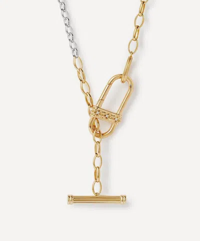 Astley Clarke 18ct Gold-plated Mixed Metal T-bar Necklace X Laura Jackson In Gray