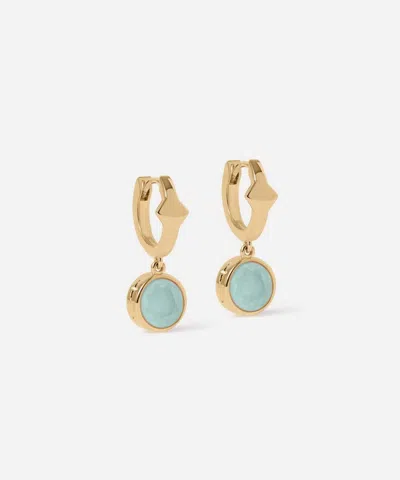 Astley Clarke 18ct Gold-plated Silver Luna Aqua Quartzite Huggie Hoop Earrings