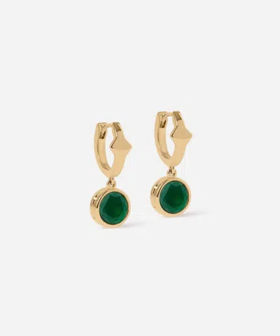 Astley Clarke 18ct Gold-plated Silver Luna Green Agate Huggie Hoop Earrings