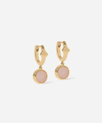 Astley Clarke 18ct Gold-plated Silver Luna Pink Quartzite Huggie Hoop Earrings