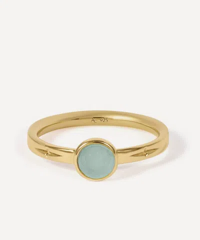 Astley Clarke 18ct Gold-plated Silver Mini Luna Aqua Quartzite Ring