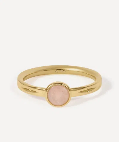 Astley Clarke 18ct Gold-plated Silver Mini Luna Pink Quartzite Ring