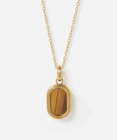 Astley Clarke 18ct Gold-plated Tiger's Eye Oval Locket Necklace X Laura Jackson
