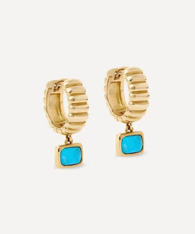 Astley Clarke 18ct Gold-plated Vermeil Silver Aurora Ridge Green Chalcedony Drop Huggie Hoop Earring