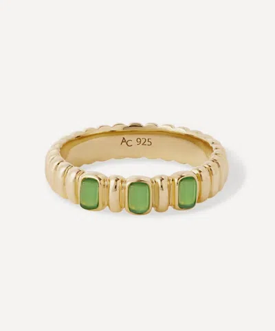 Astley Clarke 18ct Gold-plated Vermeil Silver Aurora Ridge Green Chalcedony Eternity Ring