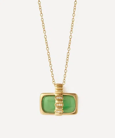 Astley Clarke 18ct Gold-plated Vermeil Silver Aurora Ridge Green Chalcedony Landscape Pendant Neckla