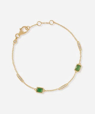 Astley Clarke 18ct Gold-plated Vermeil Silver Aurora Ridge Green Chalcedony Station Bracelet