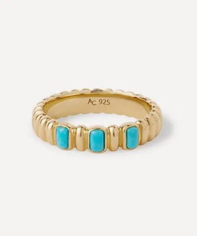Astley Clarke 18ct Gold-plated Vermeil Silver Aurora Ridge Turquoise Eternity Ring