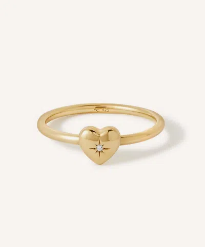 Astley Clarke 18ct Gold-plated Vermeil Silver Biography Heart Ring In Pink