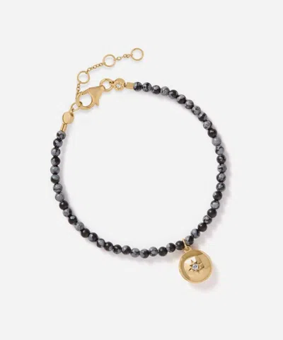 Astley Clarke 18ct Gold-plated Vermeil Silver Mini Biography Snowflake Obsidian Locket Bracelet