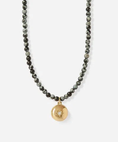 Astley Clarke 18ct Gold-plated Vermeil Silver Mini Biography Snowflake Obsidian Locket Necklace