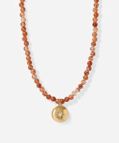 Astley Clarke 18ct Gold-plated Vermeil Silver Mini Biography Sun Agate Locket Necklace