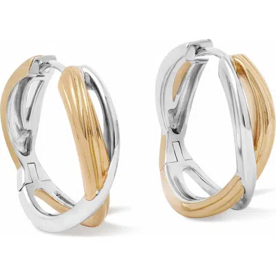 Astley Clarke Aurora Weave Mixed Metal Maxi Hoop Earrings In Green