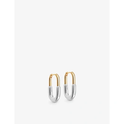 Astley Clarke Womens Sterling Silver Celestial 18ct Yellow Gold Vermeil And Sterling Silver Hoop Ear