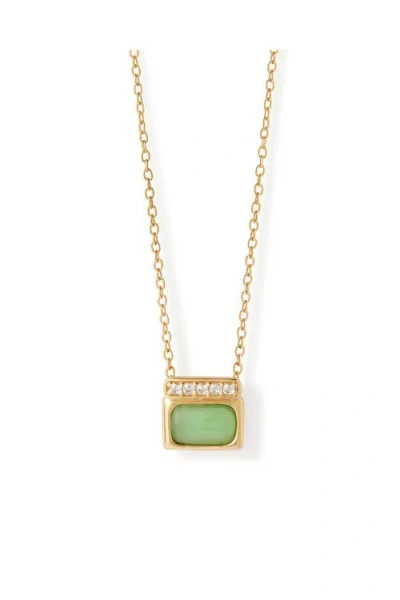 Astley Clarke Gold Aurora Ridge Green Chalcedony Necklace In Orange
