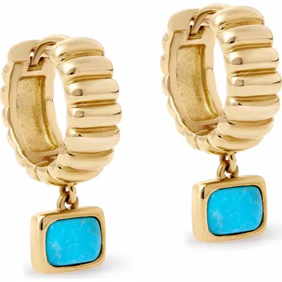 Astley Clarke 18ct Gold-plated Vermeil Silver Aurora Ridge Green Chalcedony Drop Huggie Hoop Earring