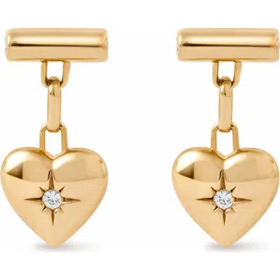 Astley Clarke Gold Biography Heart Stud Drop Earrings In Pattern