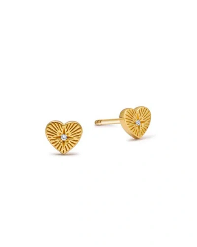 Astley Clarke 18ct Gold-plated Vermeil Silver Biography Heart Stud Earrings