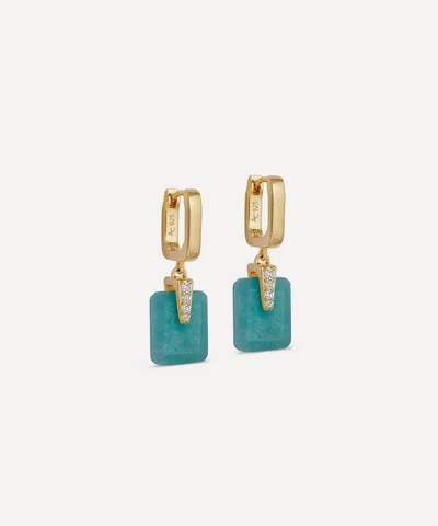 Astley Clarke Gold Deco Amazonite Huggie Drop Earrings