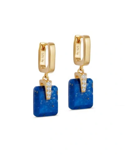 Astley Clarke Gold Deco Lapis Drop Huggies