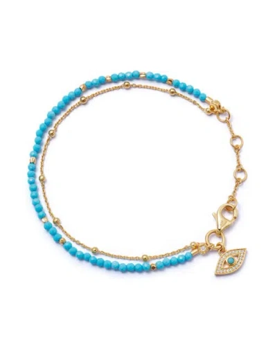 Astley Clarke Womens Yellow Gold Vermeil Fine Biography Turquoise Evil Eye 18ct Gold Vermeil Bracelet