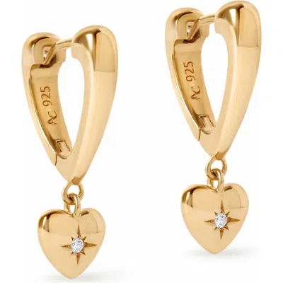 Astley Clarke Silver Biography Heart Hoop Drop Earrings In Gold