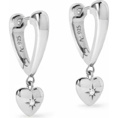 Astley Clarke Silver Biography Heart Hoop Drop Earrings In Purple