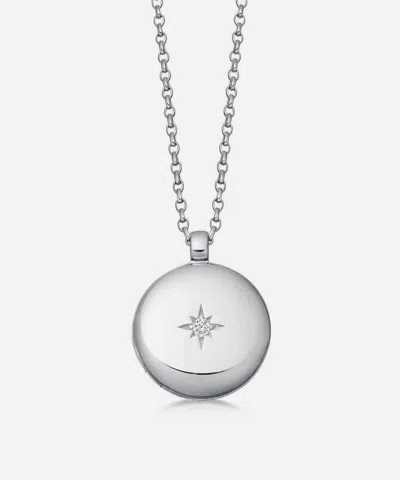 Astley Clarke Silver Medium Biography Locket Charm Necklace