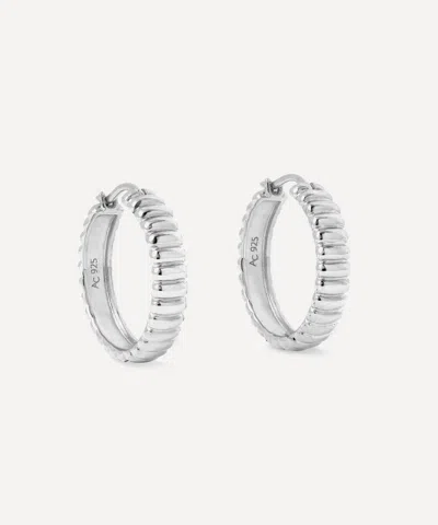 Astley Clarke Sterling Silver Aurora Ridge Hoop Earrings In Metallic