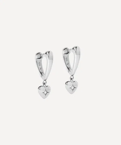 Astley Clarke Sterling Silver Biography Heart Hoop Drop Earrings