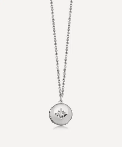 Astley Clarke Sterling Silver Biography Mini Locket Necklace In Green