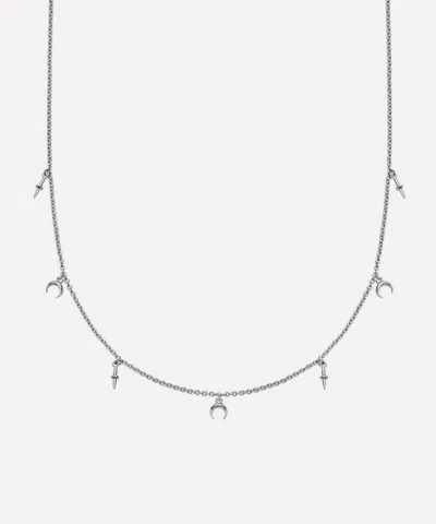 Astley Clarke Sterling Silver Luna Crescent Station Necklace